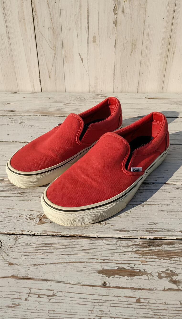 Vans Classic Slip-On Sneakers Womens Size 7 Racing Red Skate Casual Shoes